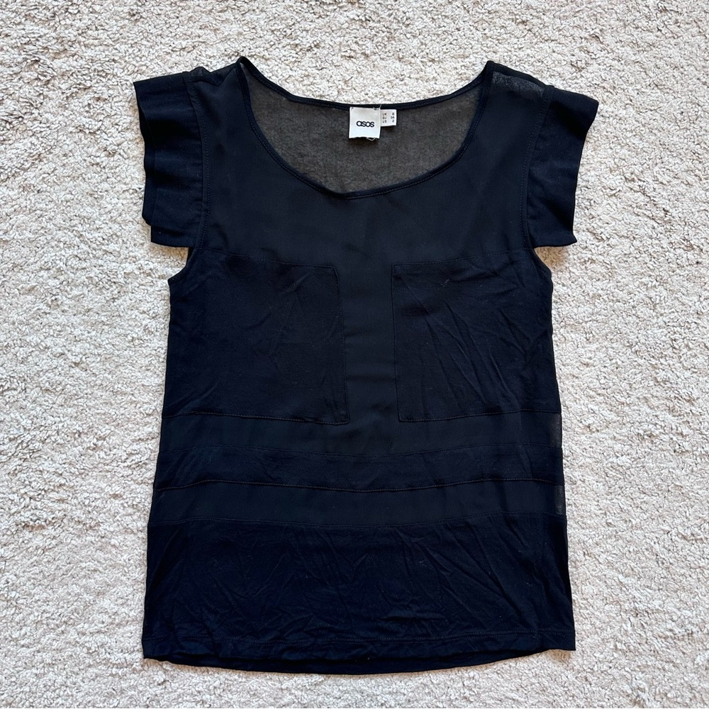 ASOS black semi see through tank top size 2 / XS